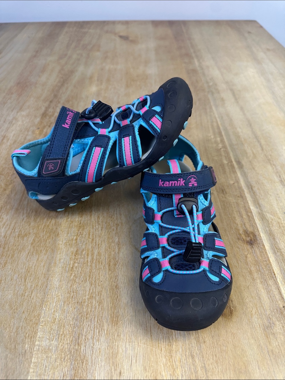 Kamik Kids CrabSport Navy, Teal and Pink Closed-Toe Sandals